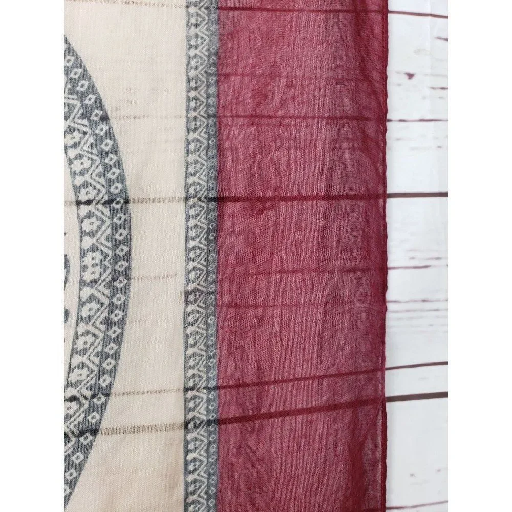 Maurices Medallion Deer‎ Maroon Wrap Scarf Shawl Brown Warm Winter